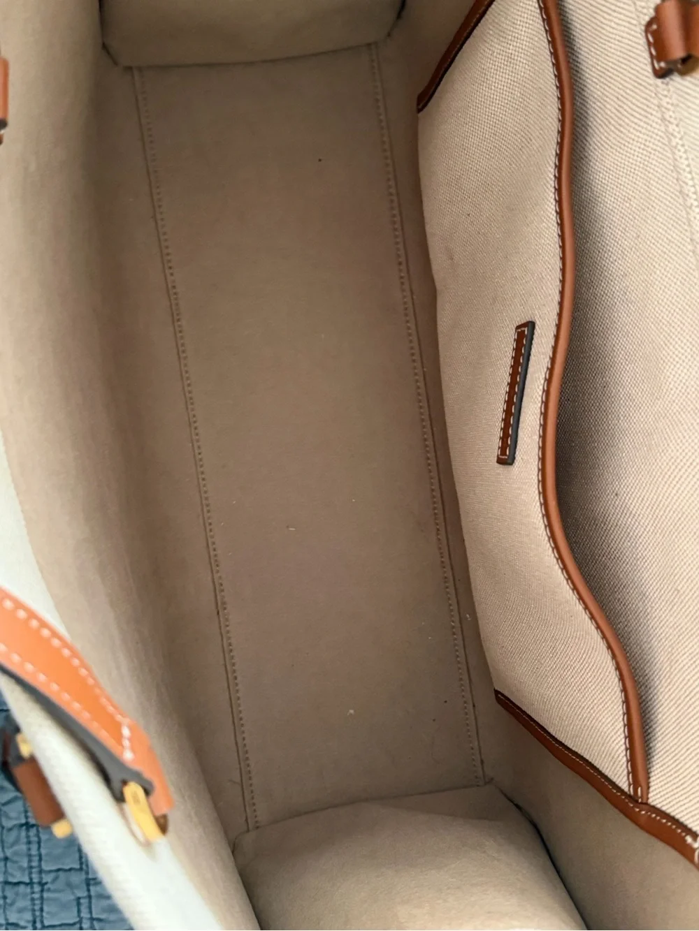 Tory Burch Blake Canvas Tote with Brown Leather Trim